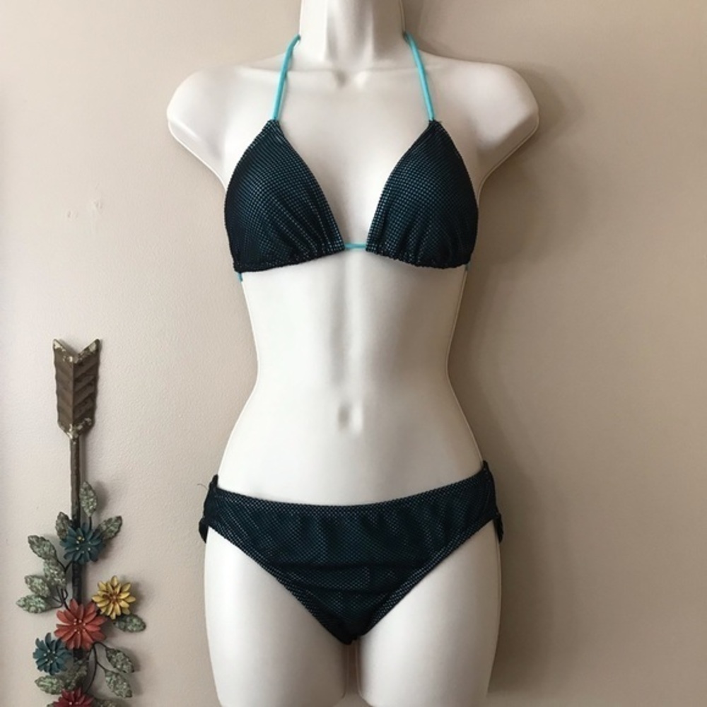 NOBO Blue/Black Mesh 2-Pc Bikini Size Med EUC